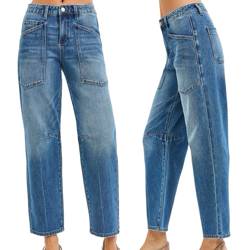 Risen 4 way stretch barrel leg jeans